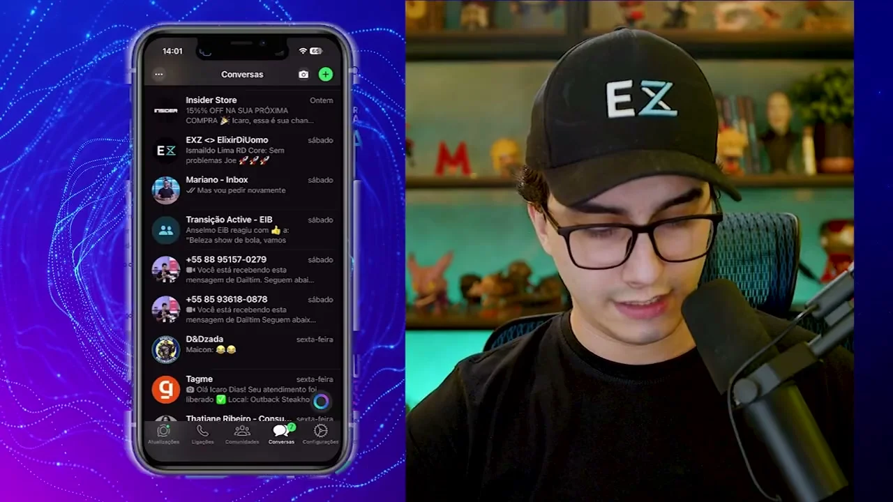 Tela de conversas do WhatsApp mostrando lista de contatos e mensagens