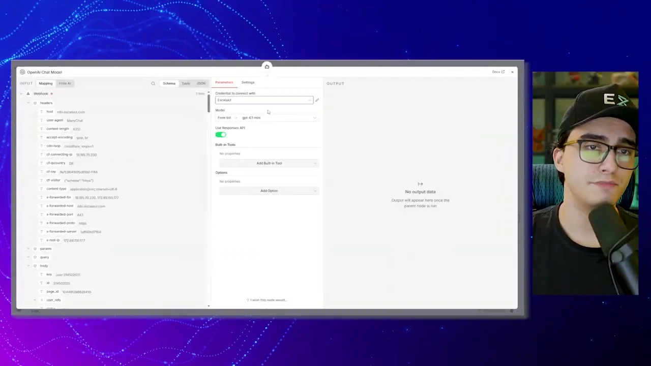 Configuração do nó OpenAI Chat Model no N8N