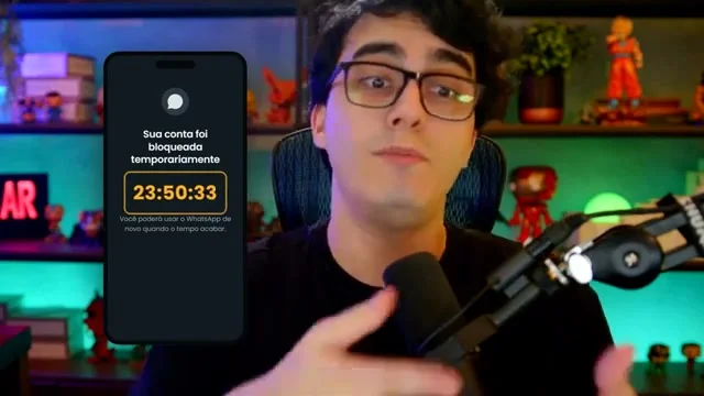 Tela do celular exibindo bloqueio temporário com cronômetro de 23h50m